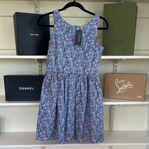 Girls Polo Ralph Lauren Floral Blue Sleeveless Dress sz 14 NWT